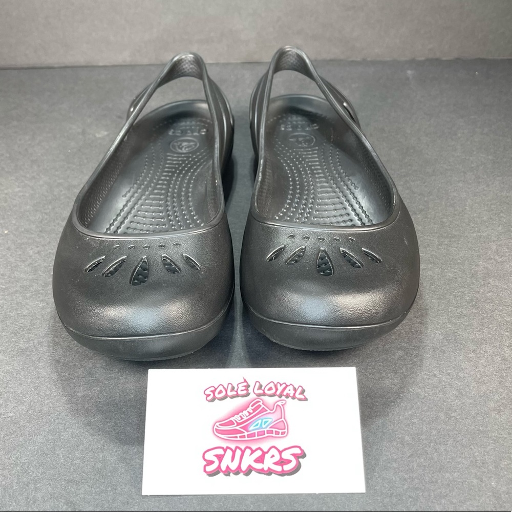 Crocs‎ Iconic Comfort Flats Women's Size 6 Black Slip On Strap Ballet Shoes